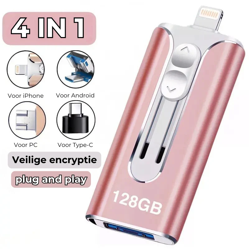 32~256 GB Micro USB + Lightning + USB 3.0 4-in-1 Mobiele U-Disk - Afbeelding 3
