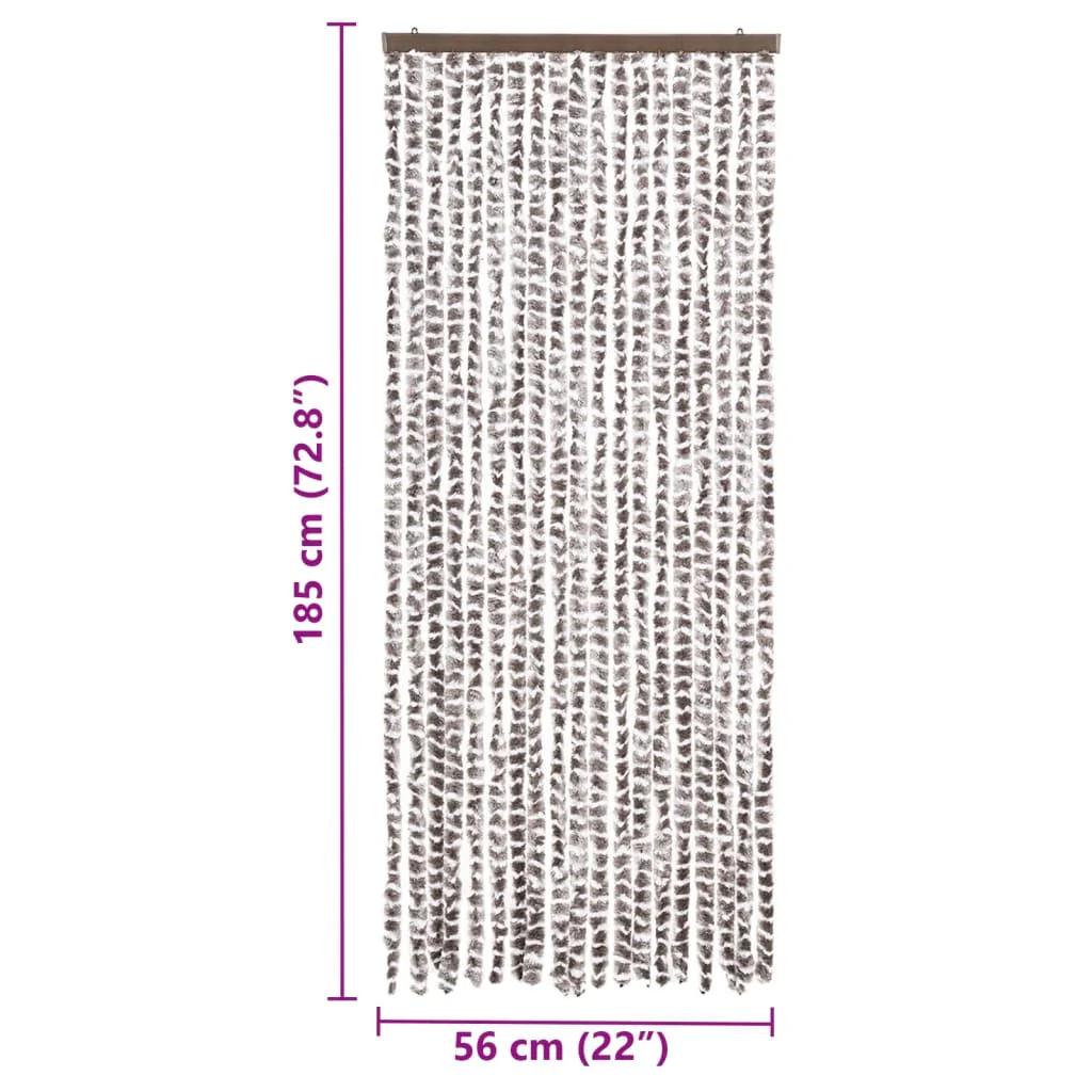Vliegengordijn Chenille Taupe En Wit - Afbeelding 8