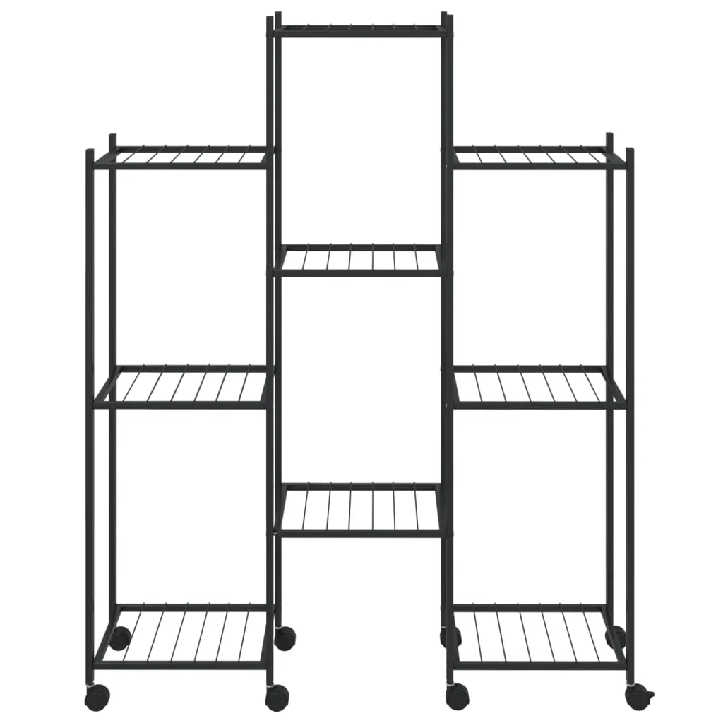 Bloemenstandaard Met Wielen 83X25X103,5 Cm Ijzer Zwart - Afbeelding 4