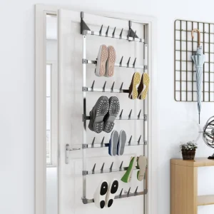 Schoenenrek Hangend 66X13X139 Cm Zilverkleurig Rood