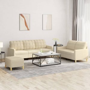 3-Delige Loungeset Met Kussens Stof Kleurig