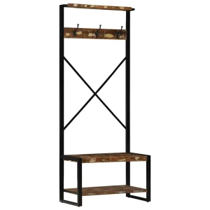 Kledingrek 80X40X190 Cm Massief Gerecycled Hout Meerkleurig