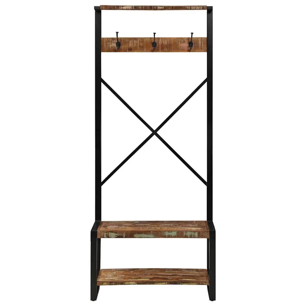 Kledingrek 80X40X190 Cm Massief Gerecycled Hout Meerkleurig - Afbeelding 3
