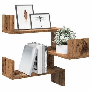 Hoekwandschap 40X40X49,5 Cm Bewerkt Hout Out Houtkleurig