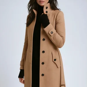 Navando | Lange trenchcoat met hoge kraag