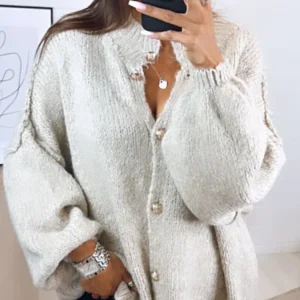 Cecil - Oversized Gebreide Cardigan met Gouden Knopen voor Dames