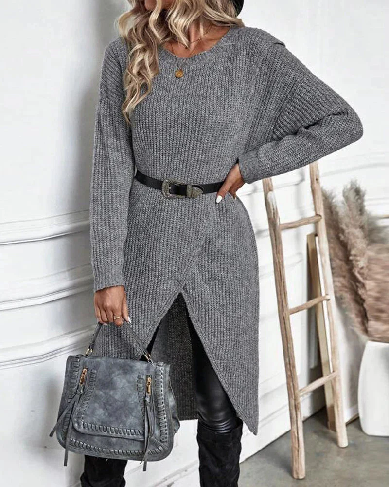 Navando | Zachte klassieke wintergebreide jurk - Afbeelding 5