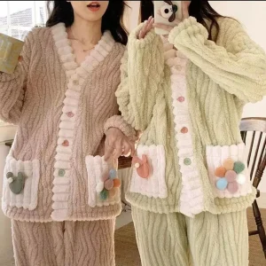 Navando | Fluffy zachte loungewear pyjama set met zakken