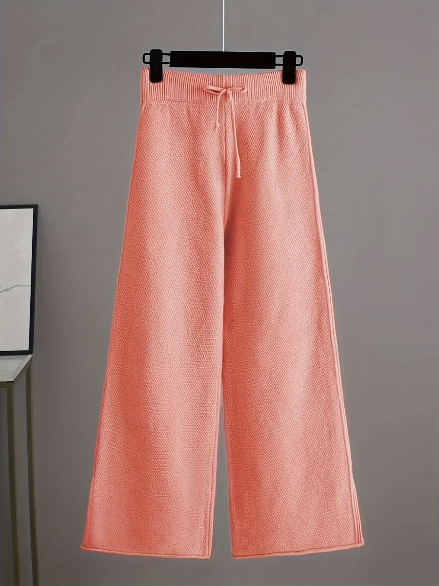 Navando | Knitted tweedelige loungewear set met ronde hals trui en broek - Afbeelding 3