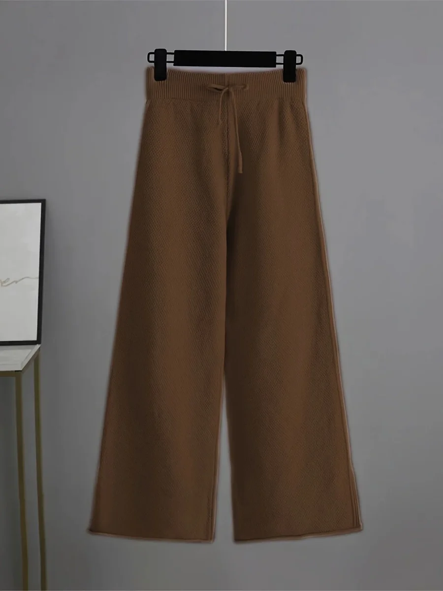Navando | Knitted tweedelige loungewear set met ronde hals trui en broek - Afbeelding 5