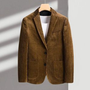 Navando | Ribfluwelen Blazer Met Inkepingsrevers