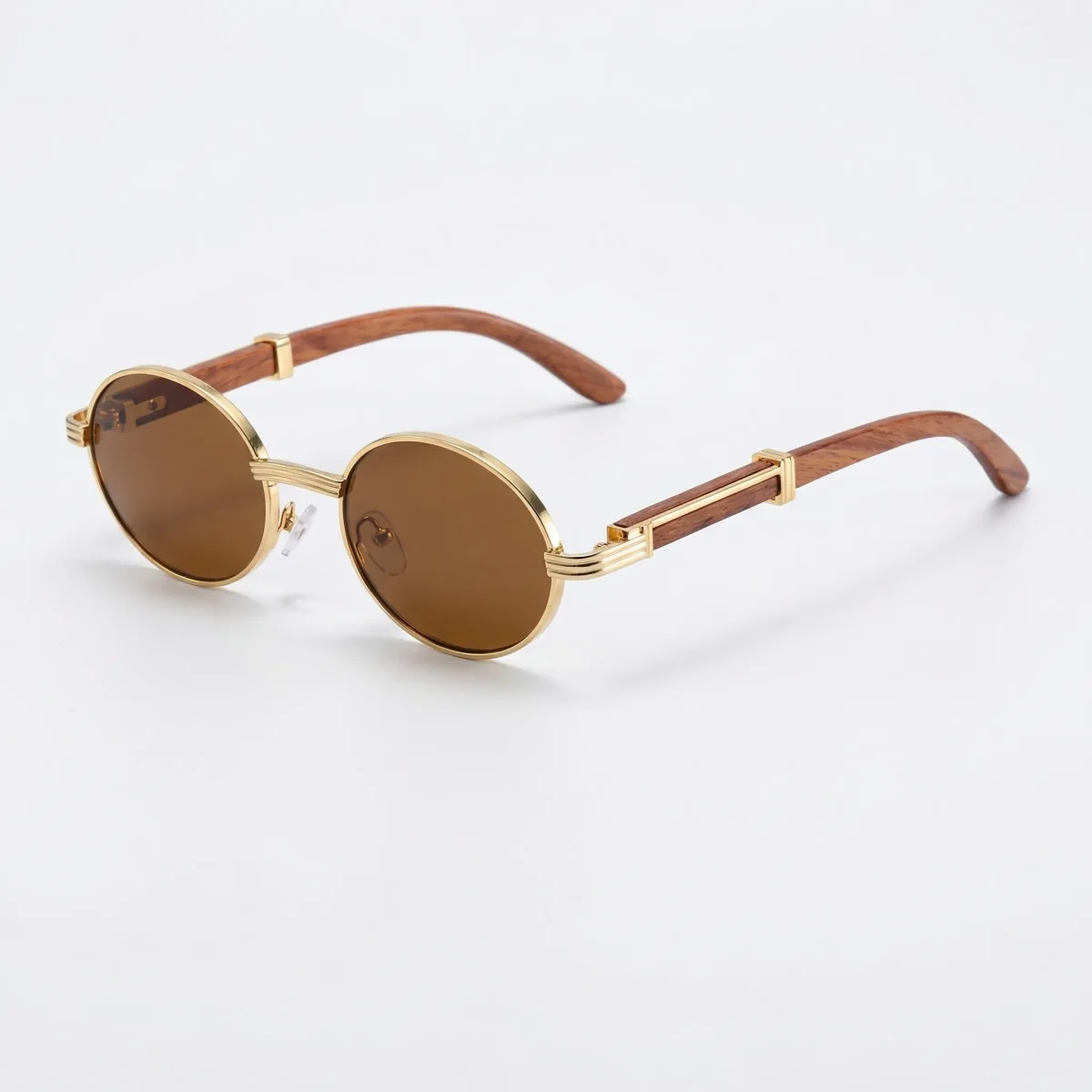 Navando | Vintage Ovale Zonnebril Met Houten Poten - Afbeelding 6