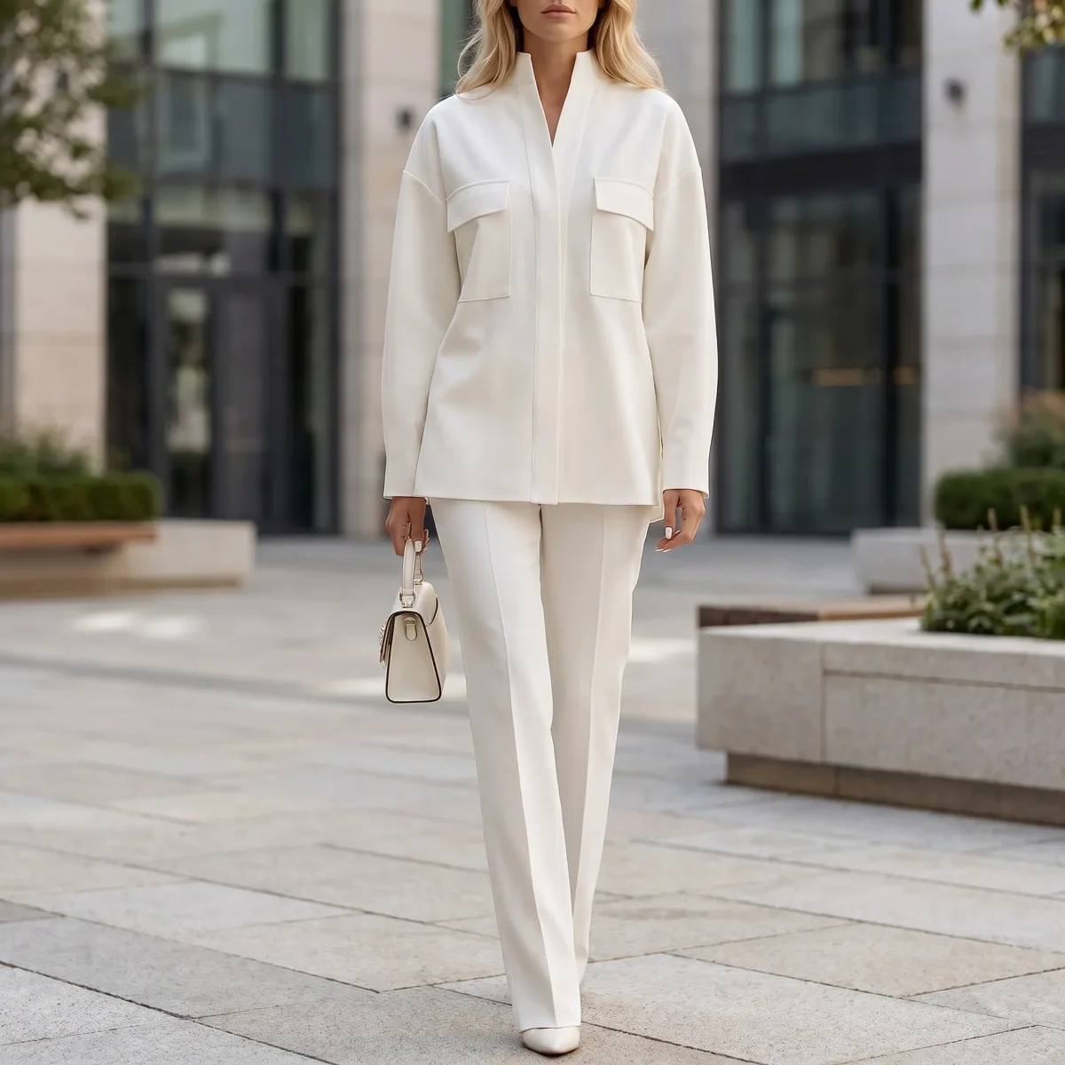 Oversized Blouse Met Rechte Pijpen Pantalon Broek | Navando