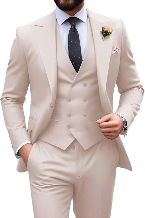 Navando | Slim-fit driedelig kostuum met piekrevers