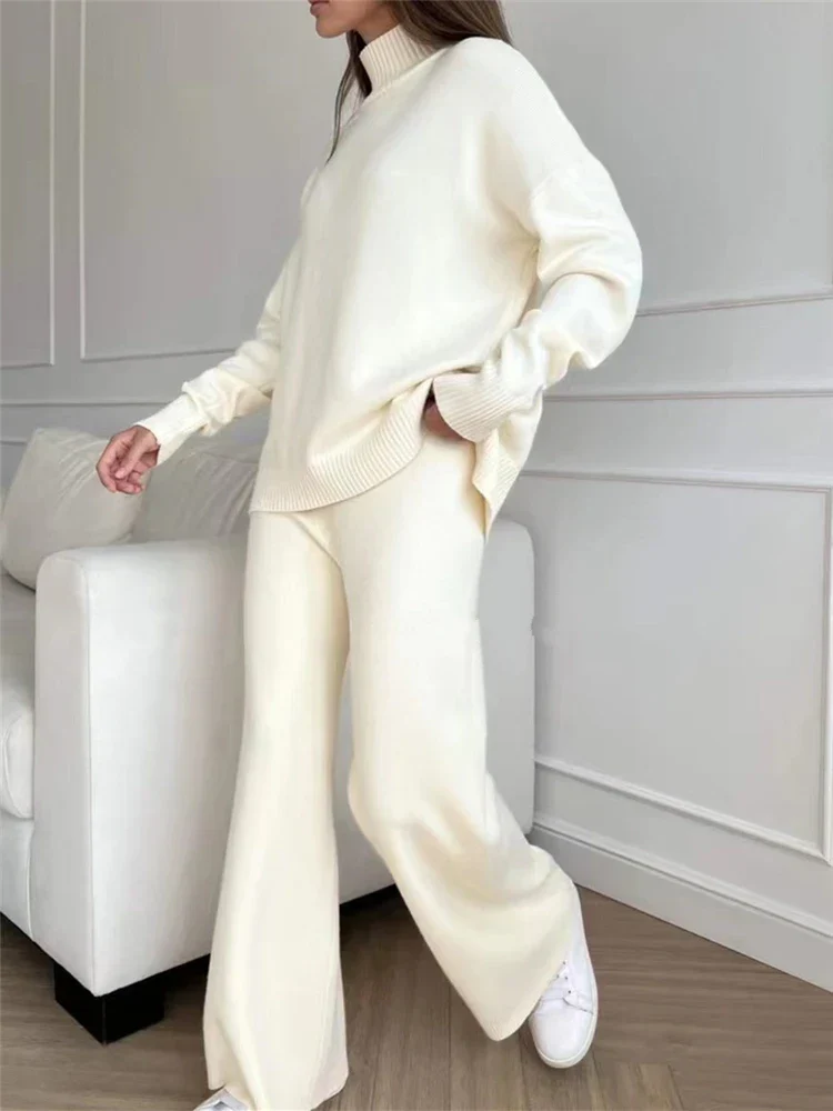 Luxe Lounge Set met Comfortabele Coltrui en Wijde Broek voor Dames - Serenity - Afbeelding 3