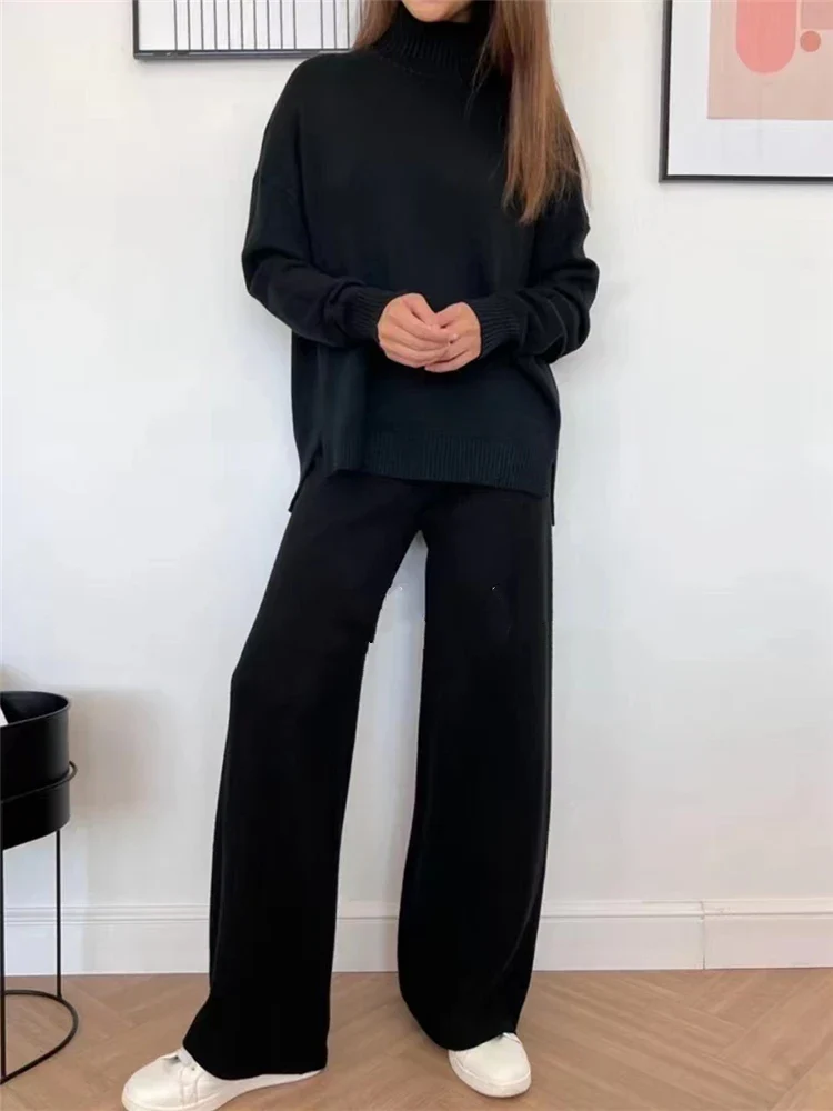 Luxe Lounge Set met Comfortabele Coltrui en Wijde Broek voor Dames - Serenity - Afbeelding 5