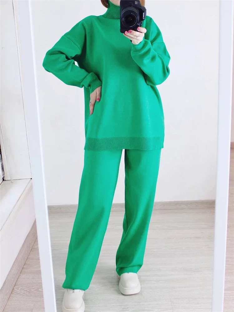 Luxe Lounge Set met Comfortabele Coltrui en Wijde Broek voor Dames - Serenity - Afbeelding 8