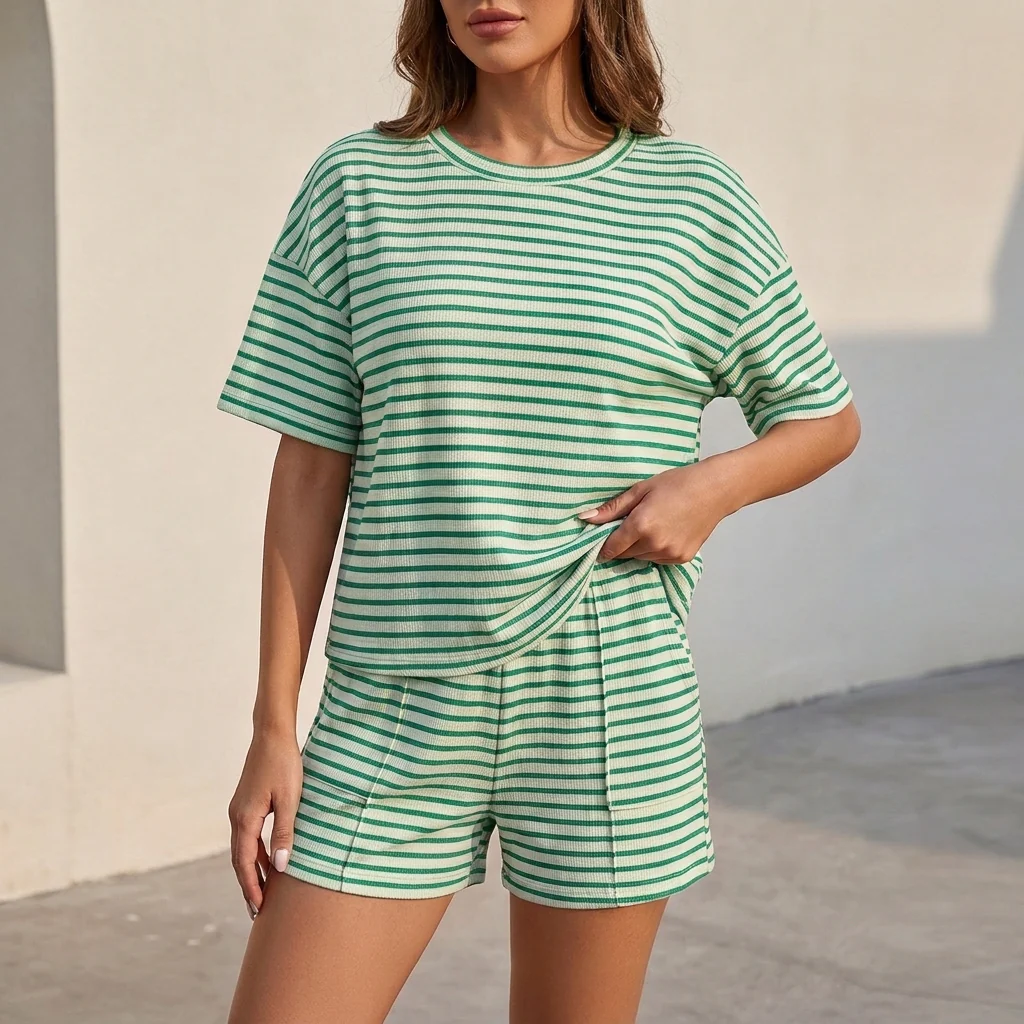 Tweedelige Gestreepte Casual Set | Navando - Afbeelding 2