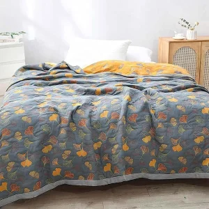 Omkeerbare Ginkgo Leaf Quilt deken - Stijlvolle Lichtgewicht Home Deken